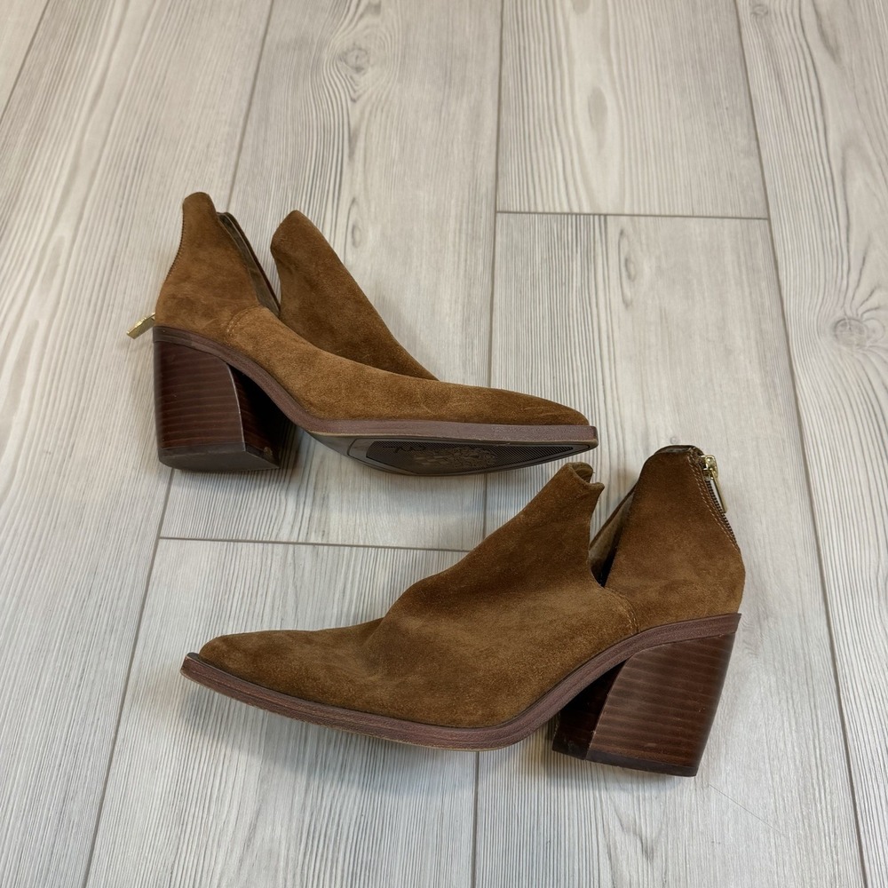 Vince Camuto Bibestie Womens‎ 9 Ankle Boots Booties Suede Leather Brown Zip